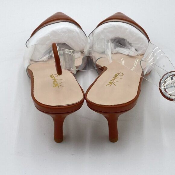 XYD Women Transparent Slingback Mid Kitten Heels Pumps Pointed Toe PVC Dress - Picture 4 of 7